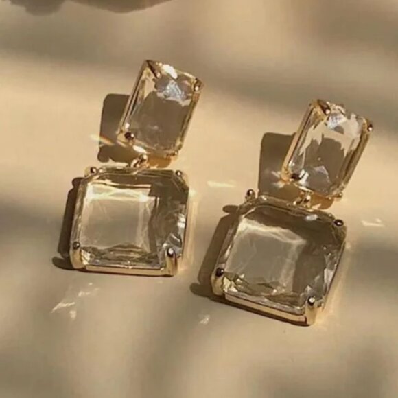 ✨Anthro Clear gemstone dangle earrings ✨ - Picture 1 of 4